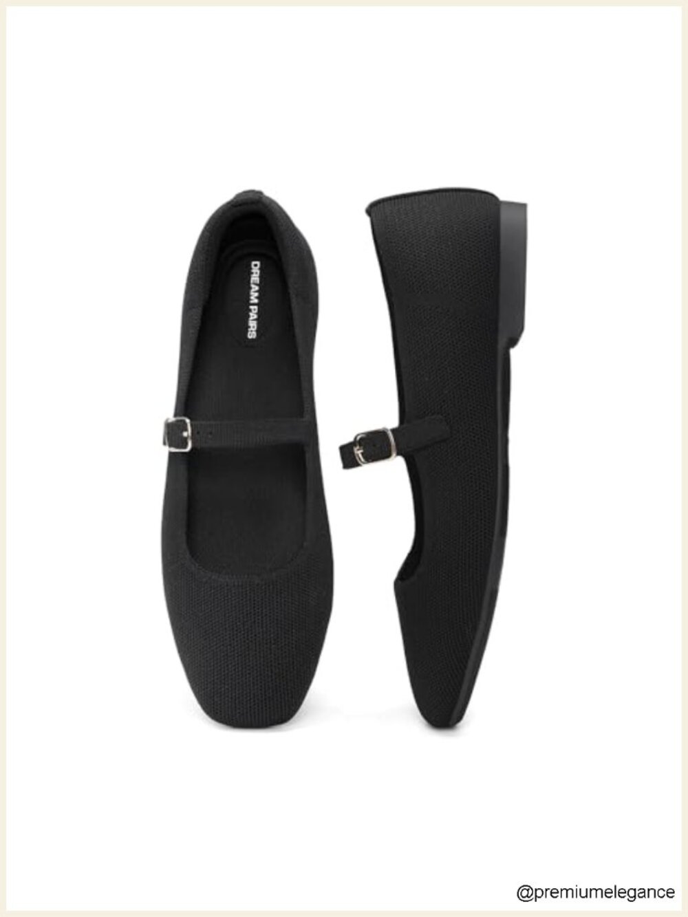 Women's Mary Jane Square Toe Ballet Flats Knit Comfort Shoes